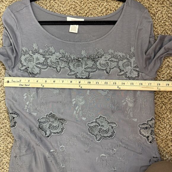 Sundance Embroidered Grey Long Sleeve Midi Dress Lace Knit Gray Size 4 Boho - Picture 7 of 11